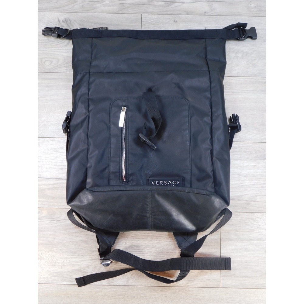 Versace Parfums Women's Black Backpack Travel Casual Roll Top Bag Pre-Owned